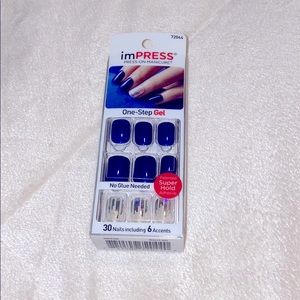 ImPRESS Blue and Glitter Press on Nail manicure